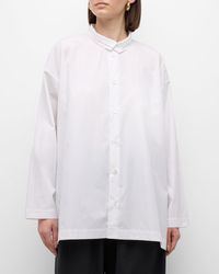 Eskandar - Slim A-line Two Collar Shirt With Step Insert (long Length) - Lyst