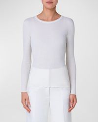 Akris - Silk Cotton Seamless Rib Fitted Sweater - Lyst