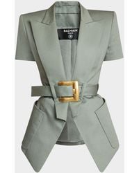 Balmain - Belted Gabardine Anthem Jacket - Lyst
