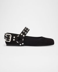Alaïa - Biker Suede Ballerina Flats - Lyst