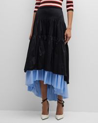 Hellessy - Alyssa Tiered Satin Cotton High-Low Skirt - Lyst