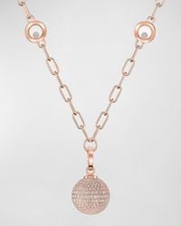 Chopard - Happy Diamonds Planet 18k Rose Gold Diamond Necklace - Lyst
