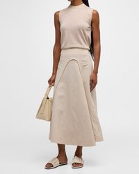 Co. - Curved-Seam A-Line Linen Midi Skirt - Lyst