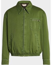 Marni - Spread Collar Cotton Blouson Jacket - Lyst