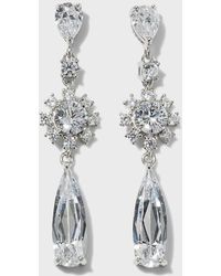 Golconda by Kenneth Jay Lane - Multi Cubic Zirconia With Middle Floral Vertical Earrings, 9.0Tcw - Lyst