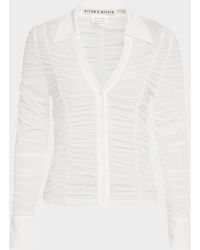 Alice + Olivia - Portia Fitted Mesh Button-Front Shirt - Lyst