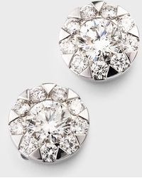 Memoire - 18k White Gold Diamond Bouquet Stud Earrings, 1.34tcw - Lyst
