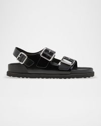 Birkenstock - Milano Leather Dual-Buckle Slingback Sandals - Lyst
