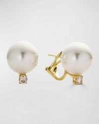 Belpearl - 18k Yellow Gold 11mm South Sea Pearl And Diamond Earrings - Lyst
