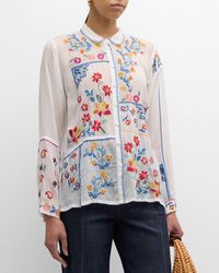 Johnny Was - Zodea Floral-Embroidered Eyelet Top - Lyst