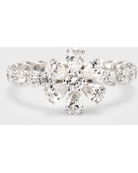 Zydo - 18k White Gold Flower Ring With Diamonds, Size 6.5 - Lyst
