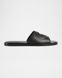 Gucci - Slide Sandal With Interlocking G, Leather - Lyst