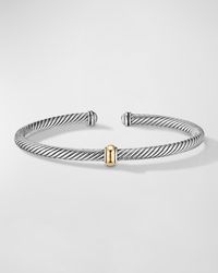 David Yurman - Cable Station Bracelet In Silver With 18k Gold, 4mm - Lyst