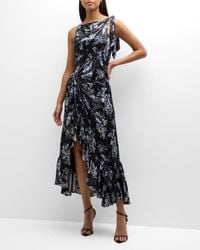 Cinq À Sept - Anwan Floral Silk Sleeveless High-Low Midi Dress - Lyst