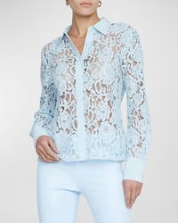 L'Agence - Maia Lace Button-Front Blouse - Lyst