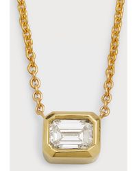 Roberto Coin - 18k Emerald-cut Diamond Solitaire Necklace - Lyst