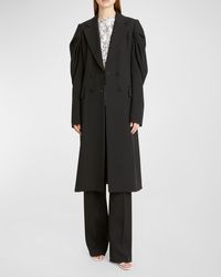 Chloé - Draped Sleeve Double-Breasted Long Tailored Coat - Lyst