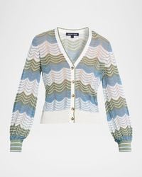 Veronica Beard - Laurinor Wavy Pointelle Knit V-Neck Cardigan - Lyst