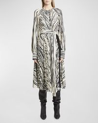 Proenza Schouler - Carol Stripe Pleated Belted Midi Dress - Lyst