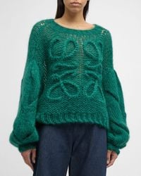 Loewe - Anagram Cable-Knit Sleeve Sweater - Lyst