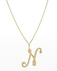 Zoe Lev - 14k Gold Snake Initial Necklace - Lyst