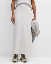 Brunello Cucinelli - Cotton Crepe Double Twill Maxi Column Skirt - Lyst