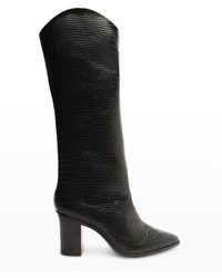 SCHUTZ SHOES - Analeah Snake-print Leather Tall Boots - Lyst
