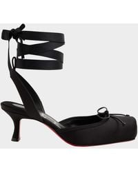 Christian Louboutin - 55Mm Cassia Lace-Up Satin Ballet Pumps - Lyst