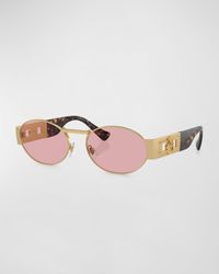 Versace - Medusa Deco Steel & Acetate Oval Sunglasses - Lyst