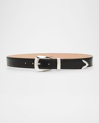 KHAITE - Benny Silvertone Buckle Leather Belt - Lyst