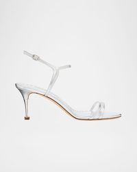 Manolo Blahnik - 105Mm Ciagalo Metallic Leather Sandals - Lyst