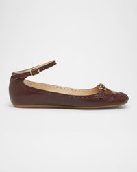 Chloé - Misty Cutout Leather Ballerina Flats - Lyst