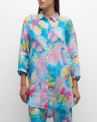 120% Lino - Oversized Butterfly-Print Linen Shirt - Lyst