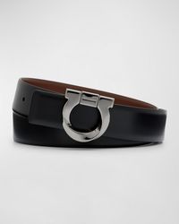 Ferragamo - Reversible Leather Gancio-Buckle Belt - Lyst