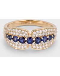 Kastel Jewelry - 14k Albi Blue Sapphire And Diamond Band Ring, Size 7 - Lyst