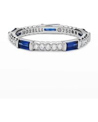 Paul Morelli - Blue Sapphire & Diamond Pinpoint Baguette Ring In 18k White Gold - Lyst