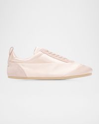 Jil Sander - Etage Satin And Suede Low-Top Sneakers - Lyst