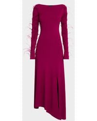 LAPOINTE - Feather Long-Sleeve Asymmetric Matte Viscose Midi Dress - Lyst