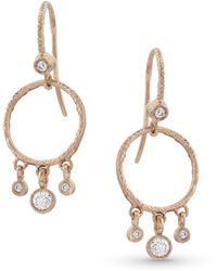 Dominique Cohen - 18k Rose Gold Diamond Hoop Drop Fringe Earrings - Lyst