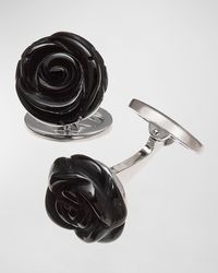 Jan Leslie - Onyx Carved Rose Cuff Links - Lyst