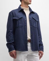 FIORONI CASHMERE - Wool-Cashmere Snap Shirt Jacket - Lyst