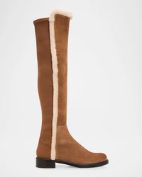Stuart Weitzman - 5050 Cozy Gisele Shearling-Trim Suede Tall Boots - Lyst
