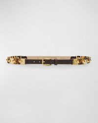 Streets Ahead - Leather Skinny Belt With Golden Links - Lyst