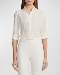 Ralph Lauren Collection - Hailey Silk Long-Sleeve Collared Shirt - Lyst