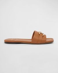 Ferragamo - Leah Gancini Bit Leather Slide Sandals - Lyst