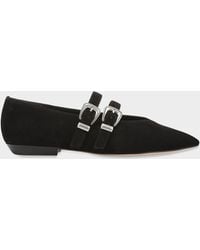 Veronica Beard - Bancroft Buckles Suede Mary Jane Ballerina Flats - Lyst