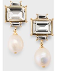 Kenneth Jay Lane - 14K-Plated Crystal And Pearl Drop Earrings - Lyst