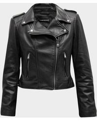 Lamarque - Donna Hand-Waxed Leather Moto Jacket - Lyst