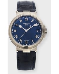 Breguet - Titanium Marine Blue Dial Watch With Leather Strap - Lyst