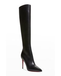 Christian Louboutin Beyonstage Knit Red Sole Knee Boots in Black Lyst